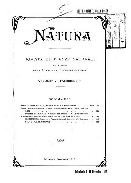 Natura rivista mensile di scienze naturali