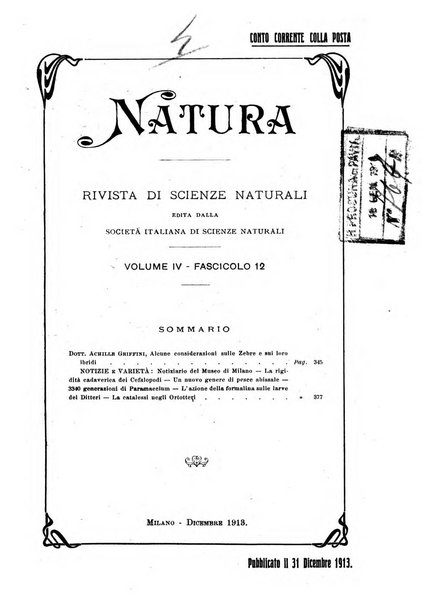 Natura rivista mensile di scienze naturali