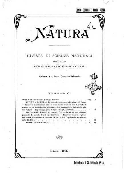 Natura rivista mensile di scienze naturali