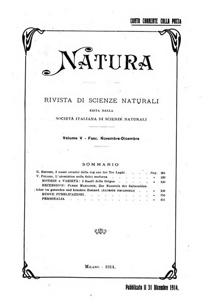 Natura rivista mensile di scienze naturali