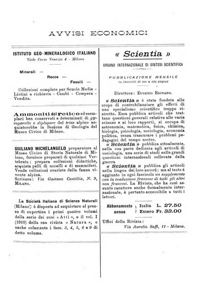 Natura rivista mensile di scienze naturali