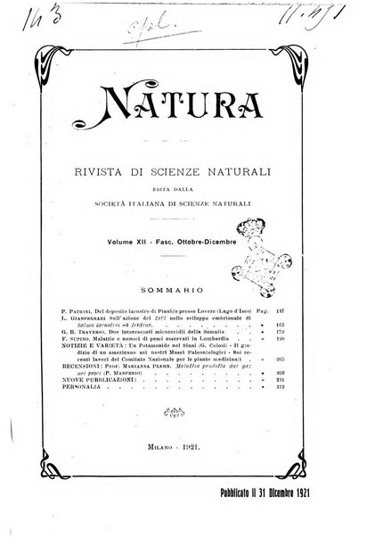 Natura rivista mensile di scienze naturali