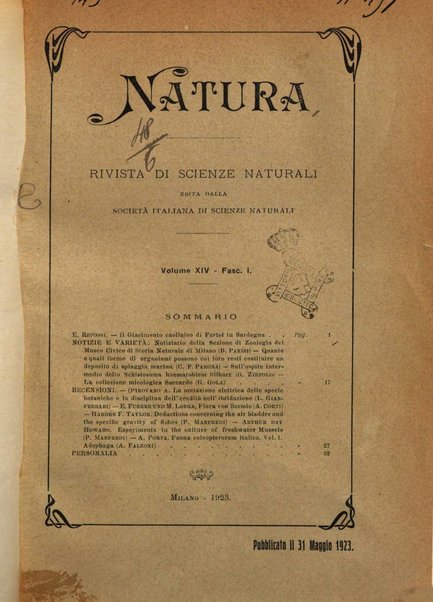 Natura rivista mensile di scienze naturali