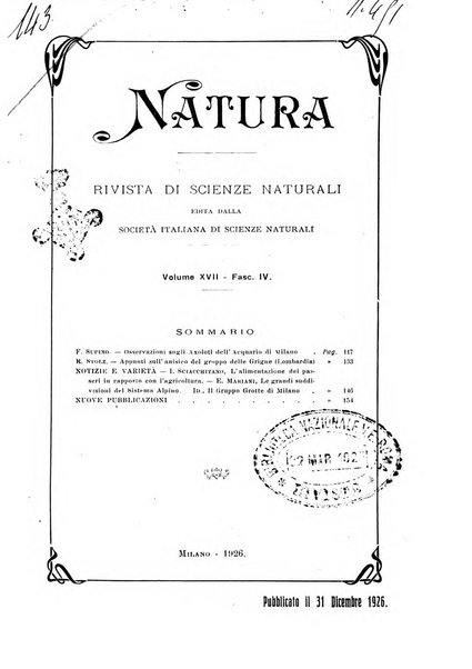 Natura rivista mensile di scienze naturali