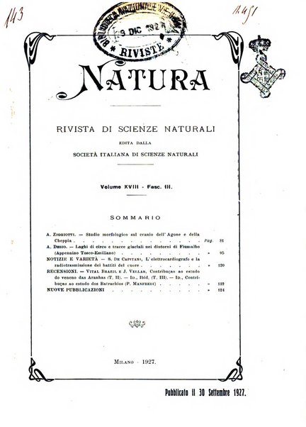 Natura rivista mensile di scienze naturali