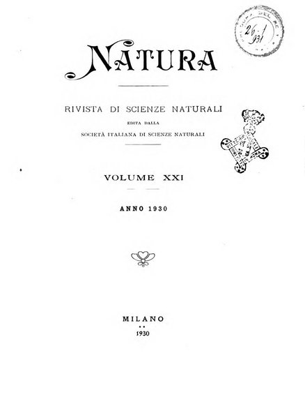 Natura rivista mensile di scienze naturali