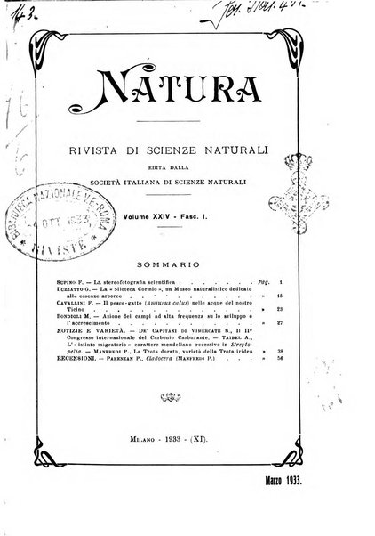 Natura rivista mensile di scienze naturali