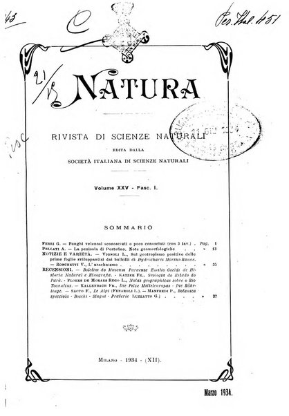 Natura rivista mensile di scienze naturali