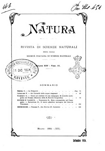 Natura rivista mensile di scienze naturali