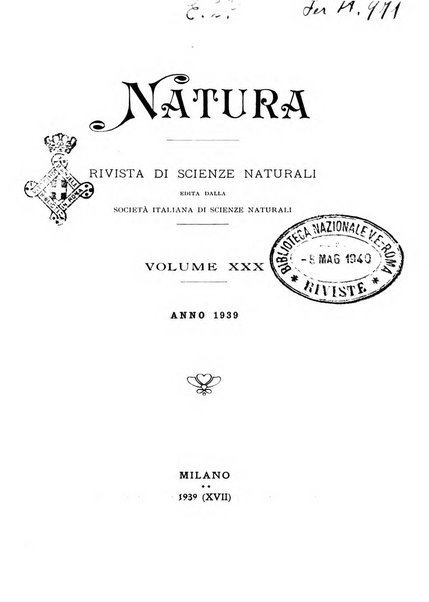 Natura rivista mensile di scienze naturali