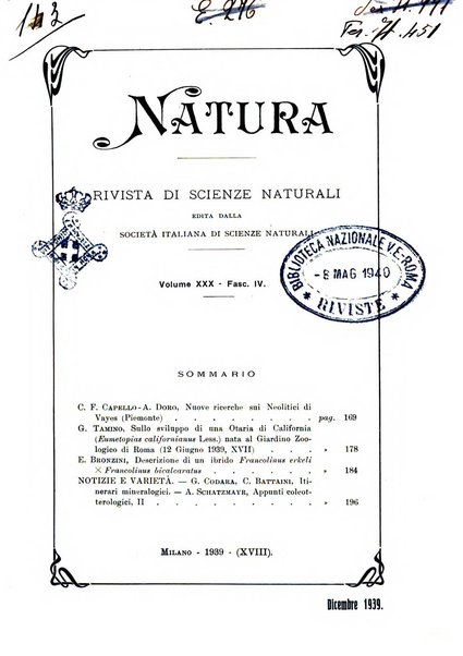 Natura rivista mensile di scienze naturali