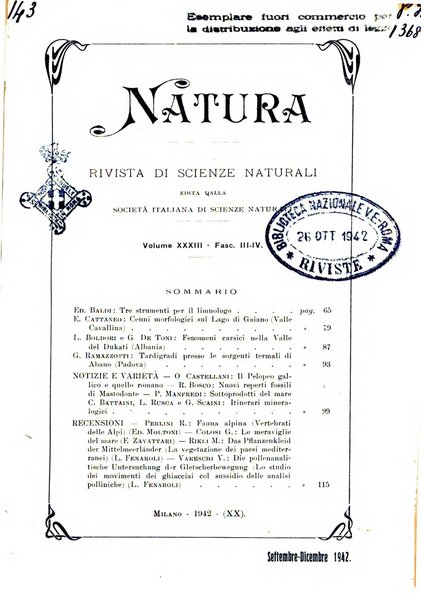 Natura rivista mensile di scienze naturali