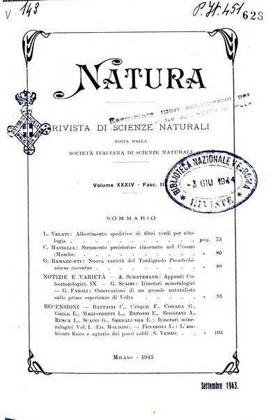 Natura rivista mensile di scienze naturali