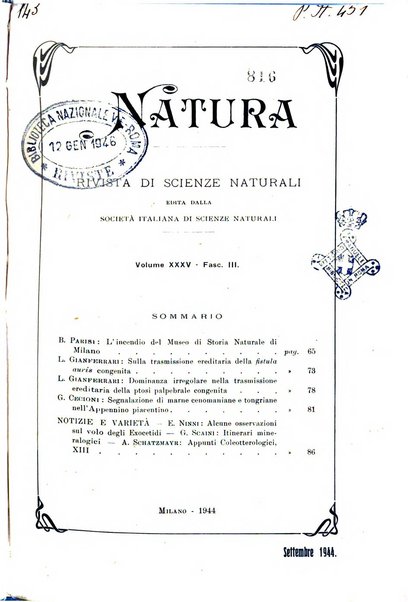 Natura rivista mensile di scienze naturali