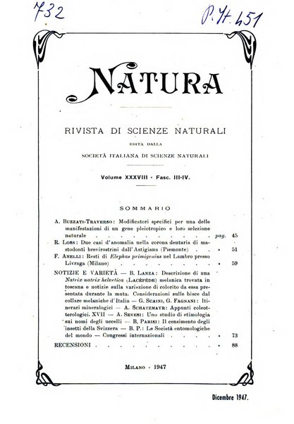 Natura rivista mensile di scienze naturali