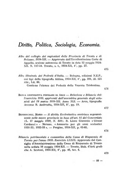 Bollettino bibliografico trimestrale della Venezia Tridentina