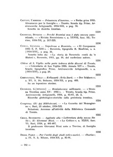 Bollettino bibliografico trimestrale della Venezia Tridentina