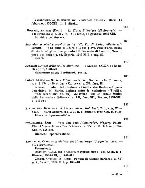 Bollettino bibliografico trimestrale della Venezia Tridentina