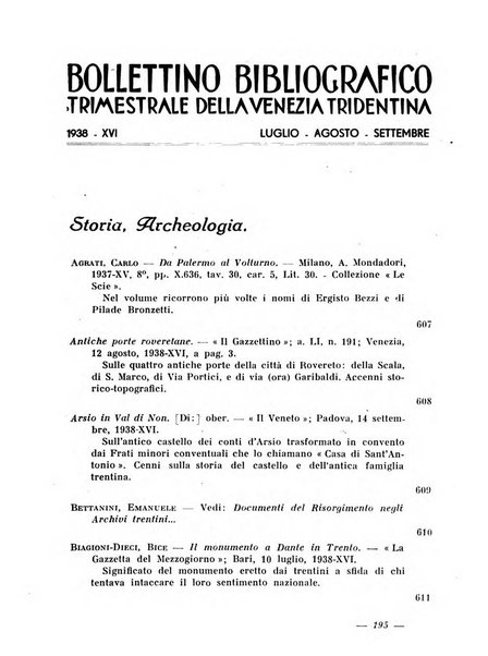 Bollettino bibliografico trimestrale della Venezia Tridentina