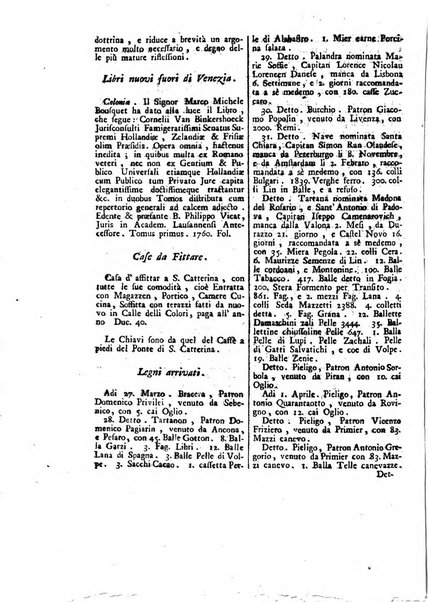 Gazzetta veneta che contiene tutto quello, ch'è da vendere, da comperare, da darsi a fitto, le cose ricercate, le perdute, le trovate, in Venezia, o fuori di Venezia, il prezzo delle merci, il valore de' cambj, ed altre notizie, parte dilettevoli, e parte utili al Pubblico