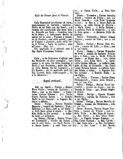 Gazzetta veneta che contiene tutto quello, ch'è da vendere, da comperare, da darsi a fitto, le cose ricercate, le perdute, le trovate, in Venezia, o fuori di Venezia, il prezzo delle merci, il valore de' cambj, ed altre notizie, parte dilettevoli, e parte utili al Pubblico