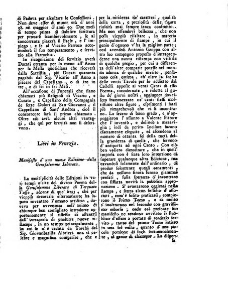 Gazzetta veneta che contiene tutto quello, ch'è da vendere, da comperare, da darsi a fitto, le cose ricercate, le perdute, le trovate, in Venezia, o fuori di Venezia, il prezzo delle merci, il valore de' cambj, ed altre notizie, parte dilettevoli, e parte utili al Pubblico