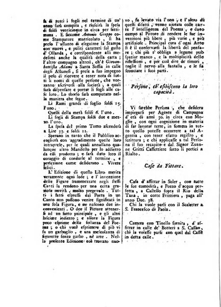 Gazzetta veneta che contiene tutto quello, ch'è da vendere, da comperare, da darsi a fitto, le cose ricercate, le perdute, le trovate, in Venezia, o fuori di Venezia, il prezzo delle merci, il valore de' cambj, ed altre notizie, parte dilettevoli, e parte utili al Pubblico