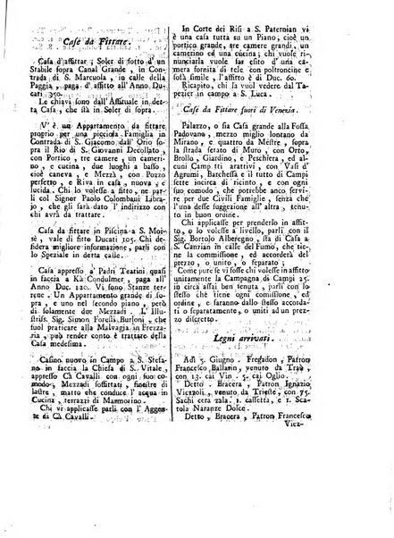 Gazzetta veneta che contiene tutto quello, ch'è da vendere, da comperare, da darsi a fitto, le cose ricercate, le perdute, le trovate, in Venezia, o fuori di Venezia, il prezzo delle merci, il valore de' cambj, ed altre notizie, parte dilettevoli, e parte utili al Pubblico