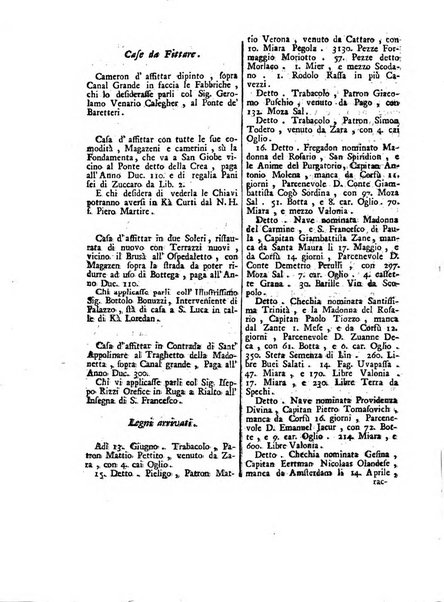 Gazzetta veneta che contiene tutto quello, ch'è da vendere, da comperare, da darsi a fitto, le cose ricercate, le perdute, le trovate, in Venezia, o fuori di Venezia, il prezzo delle merci, il valore de' cambj, ed altre notizie, parte dilettevoli, e parte utili al Pubblico