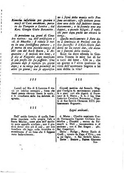 Gazzetta veneta che contiene tutto quello, ch'è da vendere, da comperare, da darsi a fitto, le cose ricercate, le perdute, le trovate, in Venezia, o fuori di Venezia, il prezzo delle merci, il valore de' cambj, ed altre notizie, parte dilettevoli, e parte utili al Pubblico