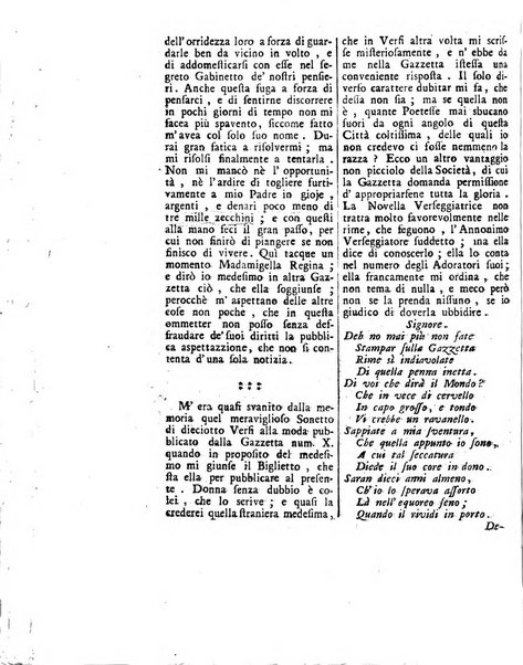 Gazzetta veneta che contiene tutto quello, ch'è da vendere, da comperare, da darsi a fitto, le cose ricercate, le perdute, le trovate, in Venezia, o fuori di Venezia, il prezzo delle merci, il valore de' cambj, ed altre notizie, parte dilettevoli, e parte utili al Pubblico