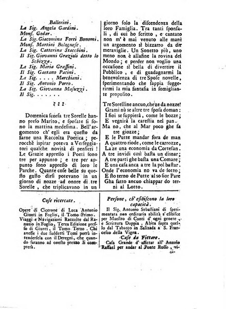 Gazzetta veneta che contiene tutto quello, ch'è da vendere, da comperare, da darsi a fitto, le cose ricercate, le perdute, le trovate, in Venezia, o fuori di Venezia, il prezzo delle merci, il valore de' cambj, ed altre notizie, parte dilettevoli, e parte utili al Pubblico