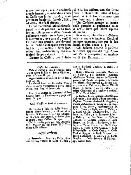 Gazzetta veneta che contiene tutto quello, ch'è da vendere, da comperare, da darsi a fitto, le cose ricercate, le perdute, le trovate, in Venezia, o fuori di Venezia, il prezzo delle merci, il valore de' cambj, ed altre notizie, parte dilettevoli, e parte utili al Pubblico