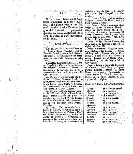 Gazzetta veneta che contiene tutto quello, ch'è da vendere, da comperare, da darsi a fitto, le cose ricercate, le perdute, le trovate, in Venezia, o fuori di Venezia, il prezzo delle merci, il valore de' cambj, ed altre notizie, parte dilettevoli, e parte utili al Pubblico