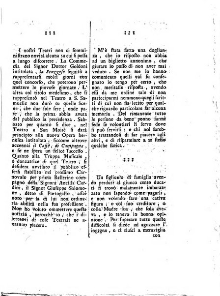 Gazzetta veneta che contiene tutto quello, ch'è da vendere, da comperare, da darsi a fitto, le cose ricercate, le perdute, le trovate, in Venezia, o fuori di Venezia, il prezzo delle merci, il valore de' cambj, ed altre notizie, parte dilettevoli, e parte utili al Pubblico