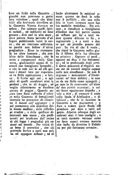 Gazzetta veneta che contiene tutto quello, ch'è da vendere, da comperare, da darsi a fitto, le cose ricercate, le perdute, le trovate, in Venezia, o fuori di Venezia, il prezzo delle merci, il valore de' cambj, ed altre notizie, parte dilettevoli, e parte utili al Pubblico