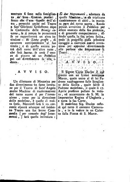 Gazzetta veneta che contiene tutto quello, ch'è da vendere, da comperare, da darsi a fitto, le cose ricercate, le perdute, le trovate, in Venezia, o fuori di Venezia, il prezzo delle merci, il valore de' cambj, ed altre notizie, parte dilettevoli, e parte utili al Pubblico