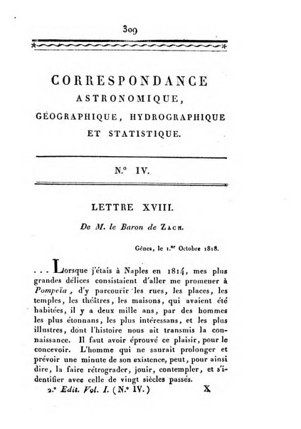 Correspondance astronomique, geographique, hydrographique et statistique du Baron de Zach