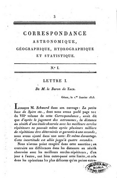 Correspondance astronomique, geographique, hydrographique et statistique du Baron de Zach