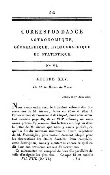 Correspondance astronomique, geographique, hydrographique et statistique du Baron de Zach