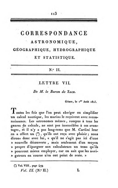 Correspondance astronomique, geographique, hydrographique et statistique du Baron de Zach