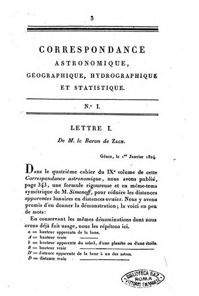 Correspondance astronomique, geographique, hydrographique et statistique du Baron de Zach