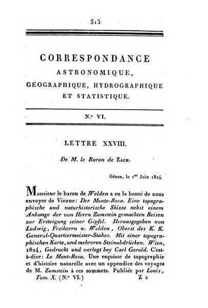 Correspondance astronomique, geographique, hydrographique et statistique du Baron de Zach