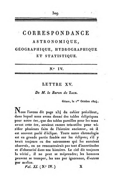 Correspondance astronomique, geographique, hydrographique et statistique du Baron de Zach