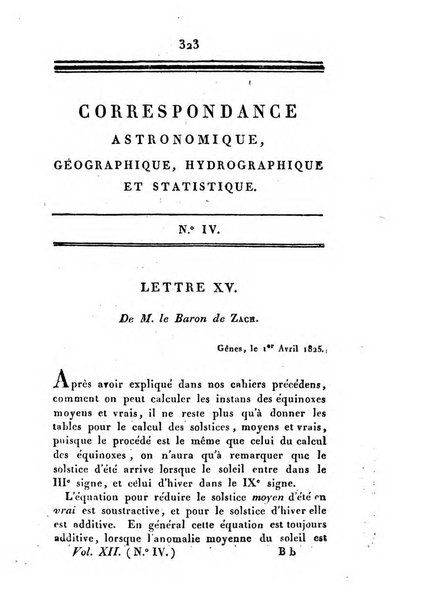 Correspondance astronomique, geographique, hydrographique et statistique du Baron de Zach