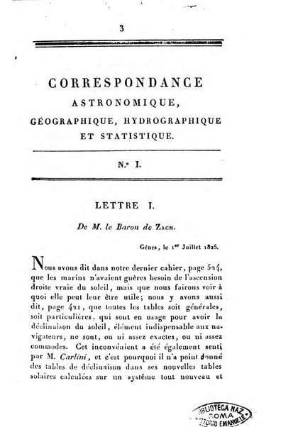 Correspondance astronomique, geographique, hydrographique et statistique du Baron de Zach