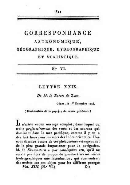 Correspondance astronomique, geographique, hydrographique et statistique du Baron de Zach