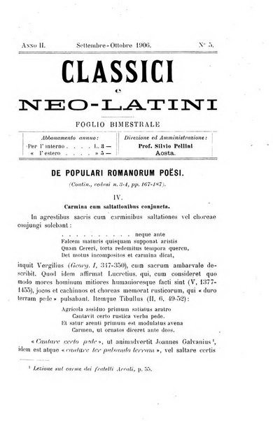 Classici e neolatini rivista filologica