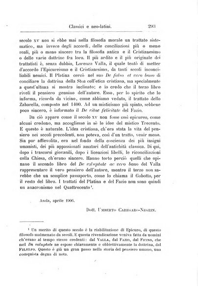 Classici e neolatini rivista filologica