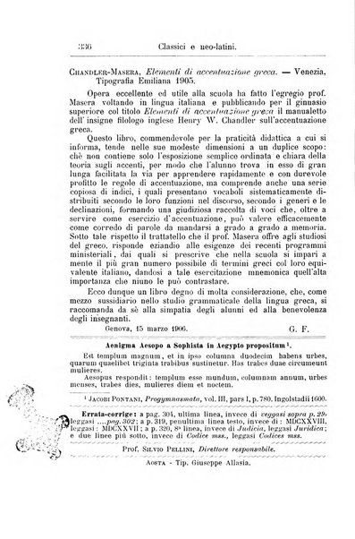 Classici e neolatini rivista filologica